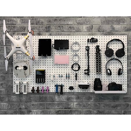 Triton Products (4) 24 In. W x 48 In. H x 1/4 In. D Polypropylene Pegboards 96 pc. DuraHook Assortment 8 Hanging Bins DB-4KIT